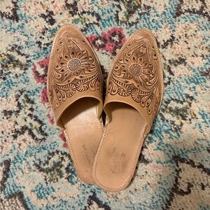 American Darling Tooled Leather Mules